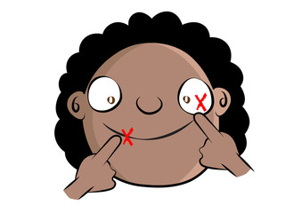 funny avoid face touching black girl coronavirus disease prevention cartoon