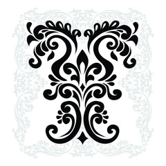 Vintage baroque frame scroll ornament engraving border floral retro pattern antique style acanthus foliage swirl decorative design element filigree calligraphy.