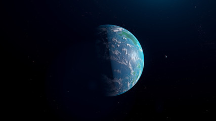 Blue Exoplanet 3d render for background