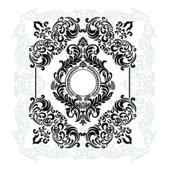 Damask pattern vector element. Classic luxury old-fashioned ornament grunge background. Royal victorian texture for wallpaper, textile, fabric, wrapping. Exquisite floral baroque patterns.