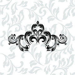 Fototapeta premium Damask pattern vector element. Classic luxury old-fashioned ornament grunge background. Royal victorian texture for wallpaper, textile, fabric, wrapping. Exquisite floral baroque patterns.
