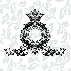 Damask pattern vector element. Classic luxury old-fashioned ornament grunge background. Royal victorian texture for wallpaper, textile, fabric, wrapping. Exquisite floral baroque patterns.