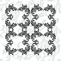 Vintage baroque frame scroll ornament engraving border floral retro pattern antique style acanthus foliage swirl decorative design element filigree calligraphy.