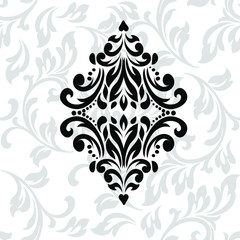 Damask pattern vector element. Classic luxury old-fashioned ornament grunge background. Royal victorian texture for wallpaper, textile, fabric, wrapping. Exquisite floral baroque patterns.