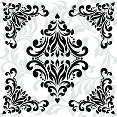 Damask pattern vector element. Classic luxury old-fashioned ornament grunge background. Royal victorian texture for wallpaper, textile, fabric, wrapping. Exquisite floral baroque patterns.