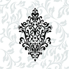 Damask pattern vector element. Classic luxury old-fashioned ornament grunge background. Royal victorian texture for wallpaper, textile, fabric, wrapping. Exquisite floral baroque patterns.