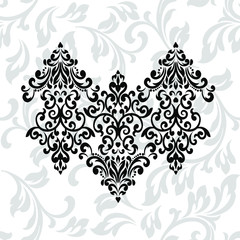 Damask pattern vector element. Classic luxury old-fashioned ornament grunge background. Royal victorian texture for wallpaper, textile, fabric, wrapping. Exquisite floral baroque patterns.