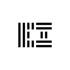 Black and white letter EI initial logo icon