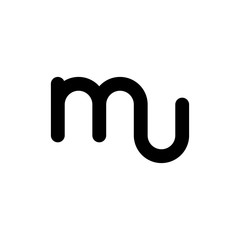 Black and white letter MU initial logo icon