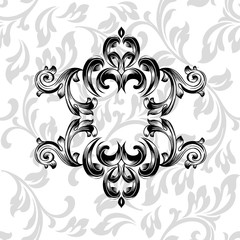 Damask pattern element. Classic luxury old-fashioned ornament grunge background. Royal victorian texture for wallpaper, textile, fabric, wrapping. Exquisite floral baroque patterns.
