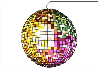 Isolated disco ball.Vector single continuous one line art drawing