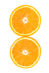 sliced orange on white background