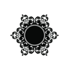 Vintage baroque frame scroll ornament engraving border floral retro pattern antique style acanthus foliage swirl decorative design element filigree calligraphy.