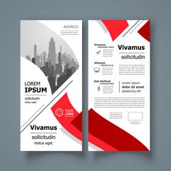 Flyer set brochure design template header cover curves waves theme red color