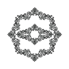 Vintage baroque frame scroll ornament engraving border floral retro pattern antique style acanthus foliage swirl decorative design element filigree calligraphy.