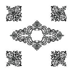 Vintage baroque frame scroll ornament engraving border floral retro pattern antique style acanthus foliage swirl decorative design element filigree calligraphy.
