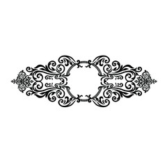 Vintage baroque frame scroll ornament engraving border floral retro pattern antique style acanthus foliage swirl decorative design element filigree calligraphy.