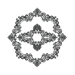 Vintage baroque frame scroll ornament engraving border floral retro pattern antique style acanthus foliage swirl decorative design element filigree calligraphy.