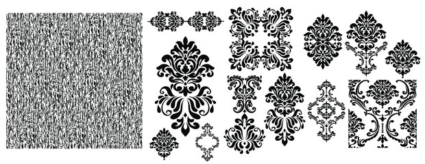 Vintage baroque frame scroll ornament engraving border floral retro pattern antique style acanthus foliage swirl decorative design element filigree calligraphy. - obrazy, fototapety, plakaty