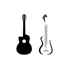 Acoustic and electric guitars. Logo icon vector.