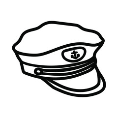 Captain cap naval uniform military anchor icon doodle freehand style vector illustration 