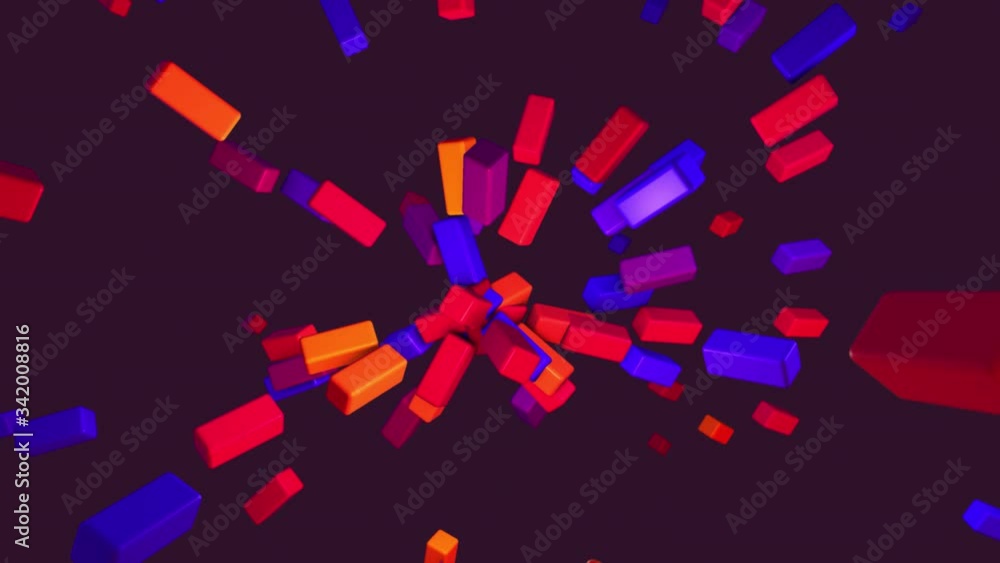 Aufkleber abstract colorful cube explode from center.motion graphic color shape element.loop 3d shape motion