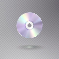 Compact disc for record data isolated on transparent background. Holographic golden disk icon. Vector graphic iridescent neon music cd or dvd pattern