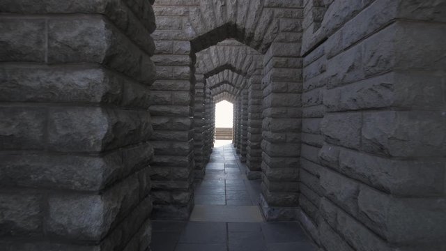 Forward: Amazing Hallway With Arch Design Going Towards the Bright Lighted Exit - Pretoria, South Africa