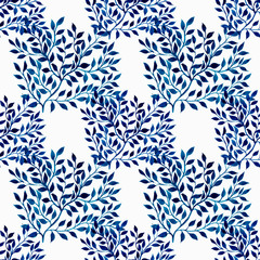 Watercolor botanical seamless pattern with foliage