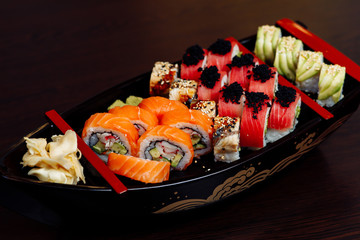 sushi on a ship plate