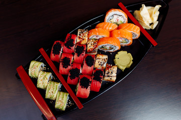 sushi on a ship plate
