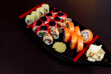 sushi on a ship plate