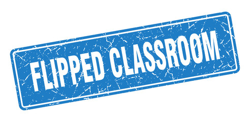 flipped classroom stamp. flipped classroom vintage blue label. Sign