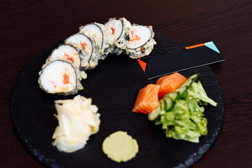 sushi layout with place for signature