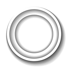 Circle white frame. Papercut 3d effect. Vector illustration