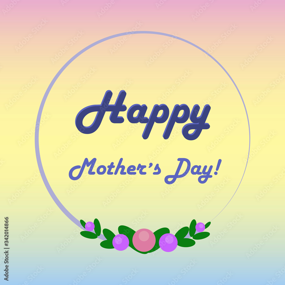 Fototapete greeting card in three colors: blue, yellow, pink with a gradient. greeting card with the words 