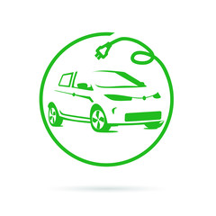 Electric vehicle green icon concept