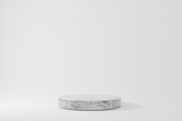 Marble podiums on white background. Abstract minimal scene with geometrical. Scene to show cosmetic products presentation. Mock up design empty space. Showcase, shopfront, display case,3d render