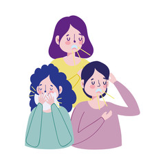 Women and man with dry cough and cold vector design