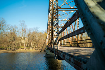 Old Abandoned Bridge Over River Detail