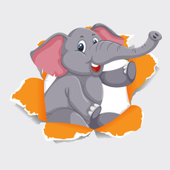 Background template design with wild elephant