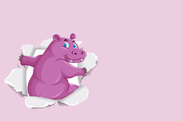 Background template design with wild hippo