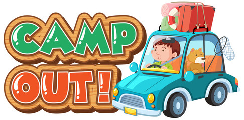 Font design for camp out with tent in the park