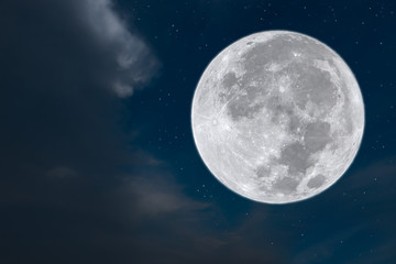 Fototapeta na wymiar Full moon and many stars on the sky.