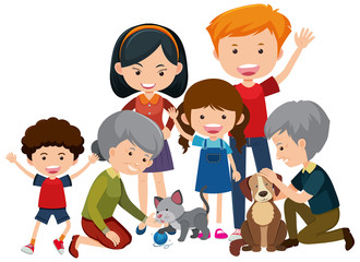 Obraz na płótnie Canvas Happy family with parents and children