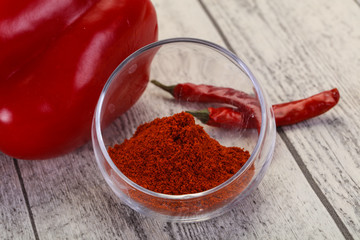 Paprika powder in the bowl