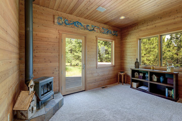 Beautiful large bright country American home interiors of living room