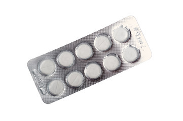 Blister pack with white pills