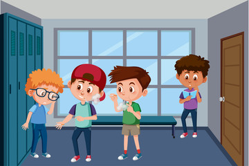 Scene with kid bullying their friend at school