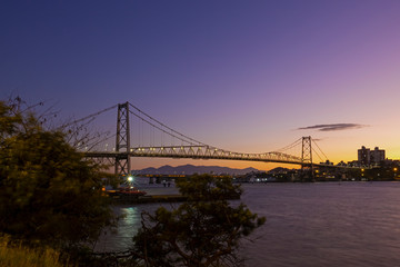 Fototapeta na wymiar Cable-stayed bridge Hercilio Luz in Florianopolis, Santa Catarina, Brazil